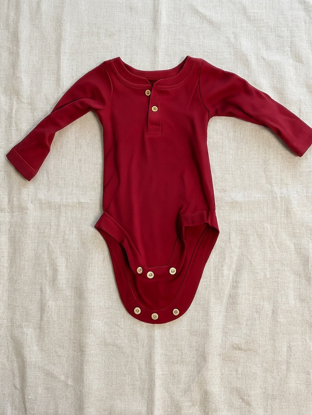 Long-Sleeve Baby One-Piece Bodysuit in Burgundy